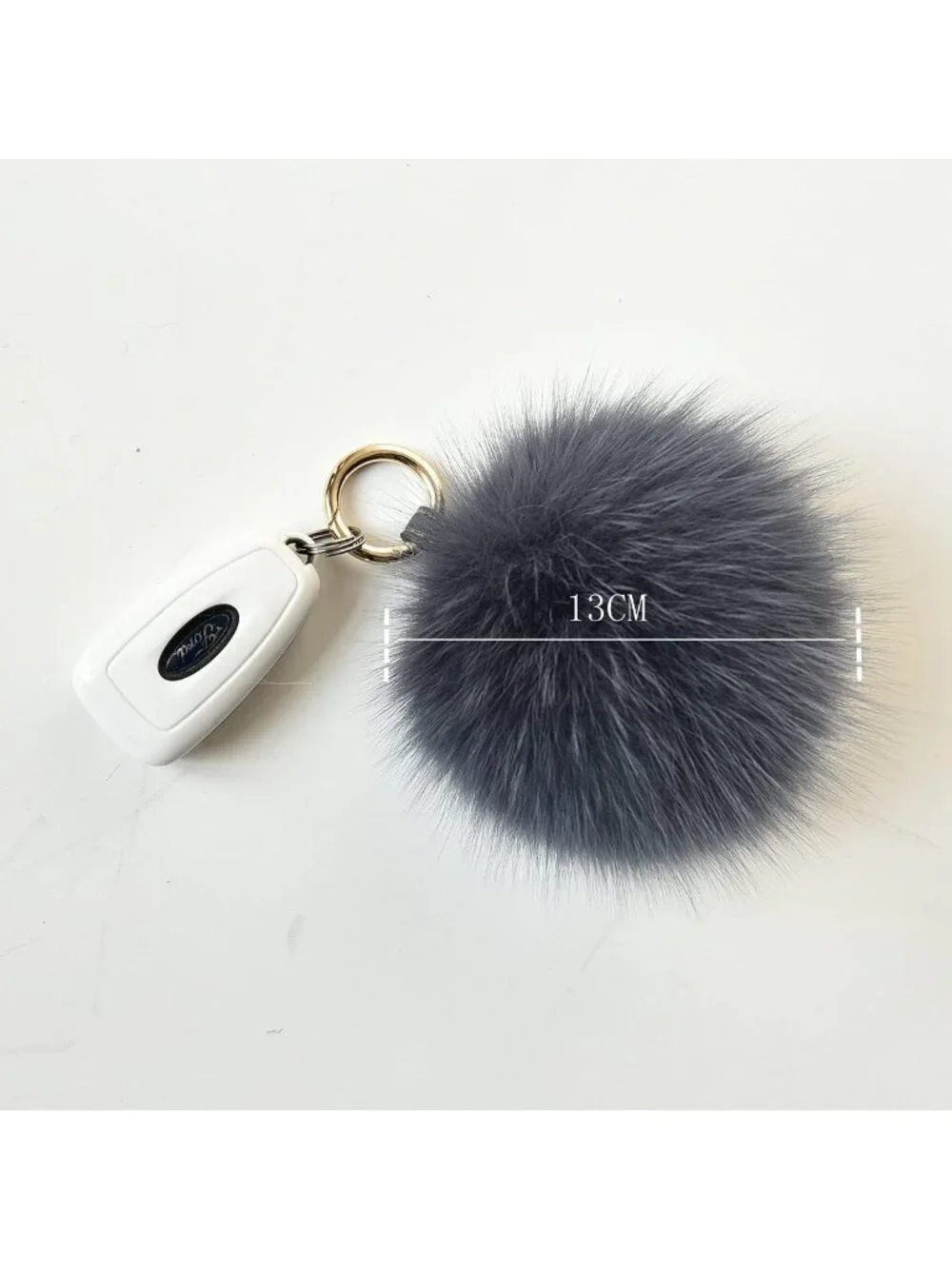 Fluffy Real Fox Fur Pompom Keychain | Large Furry Bag Charm Accessory
